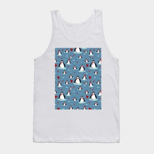 it's cold outside penguins seamless pattern light blue Tank Top